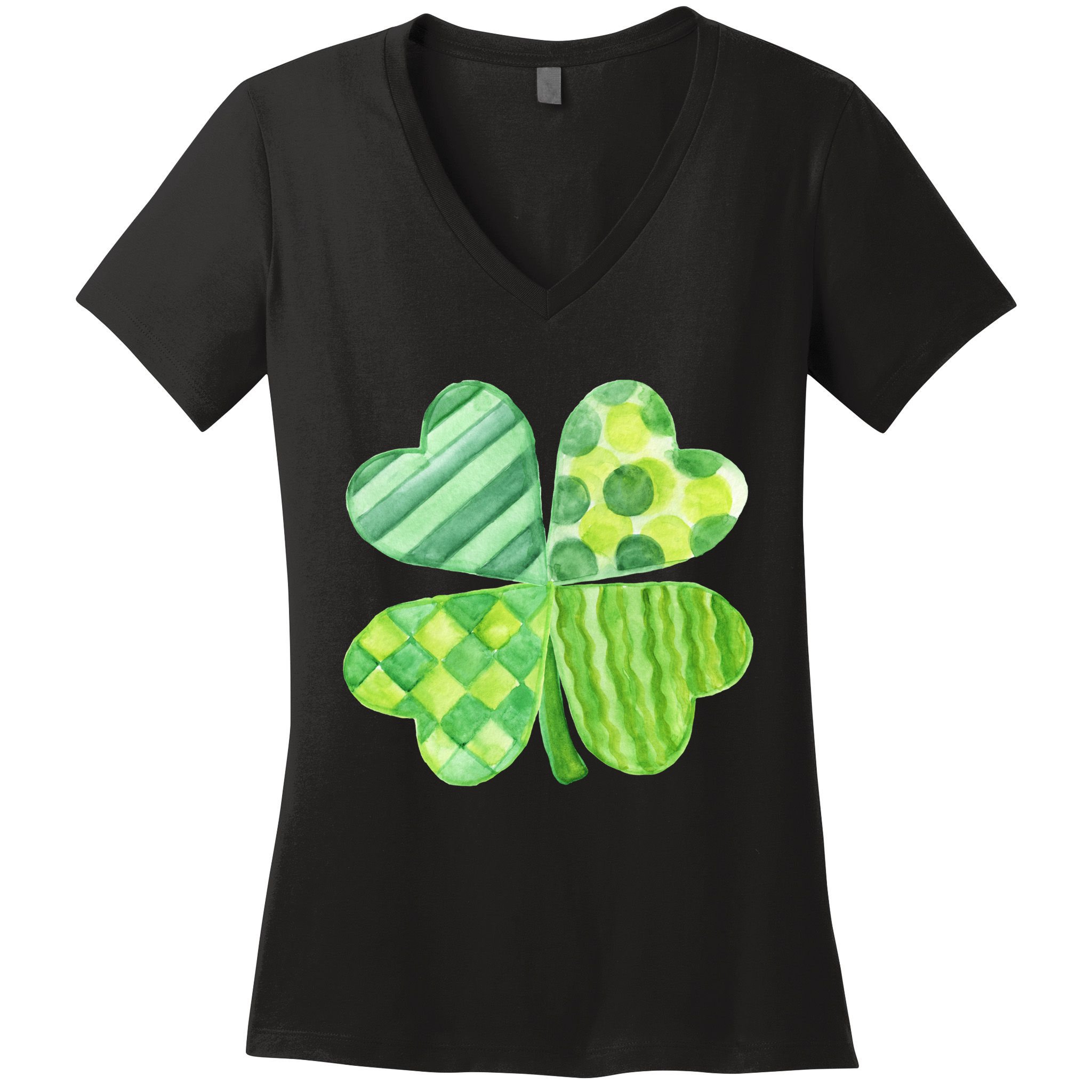 Cute 4 Leaf Clover Irish St Patricks Day Women's V-Neck T-Shirt
