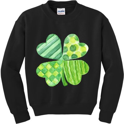 Cute 4 Leaf Clover Irish St Patricks Day Kids Sweatshirt