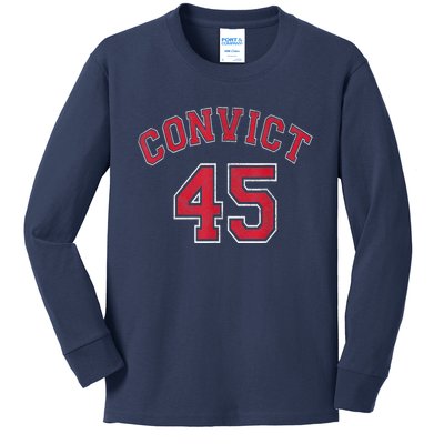 Convict 45 No One Above The Law Funny Political Kids Long Sleeve Shirt