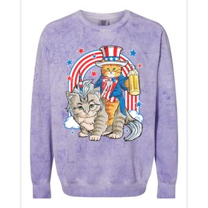 Cat 4th Of July Caticorn Unicorn Meowica Colorblast Crewneck Sweatshirt