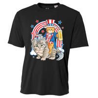 Cat 4th Of July Caticorn Unicorn Meowica Cooling Performance Crew T-Shirt