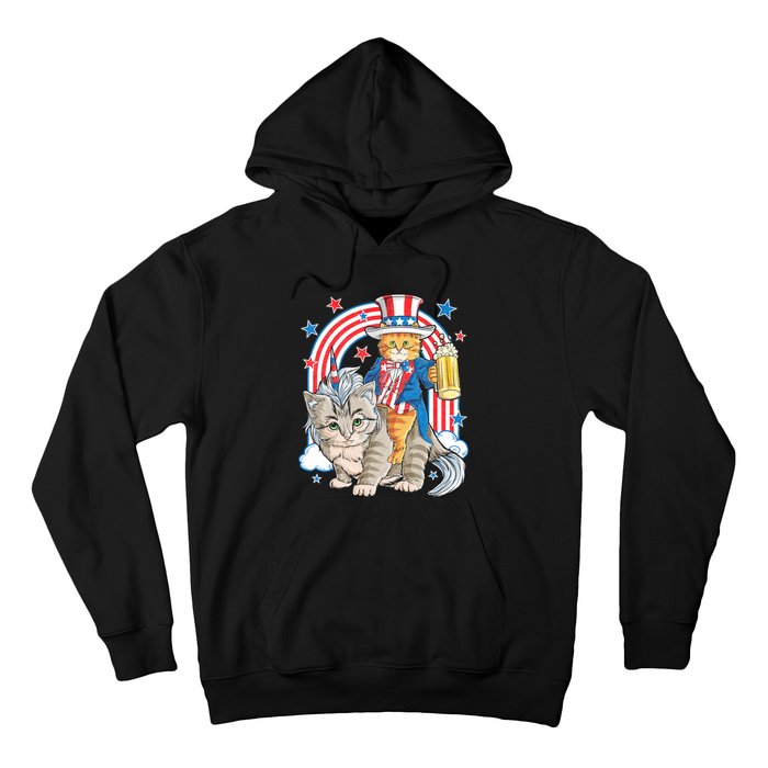 Cat 4th Of July Caticorn Unicorn Meowica Hoodie