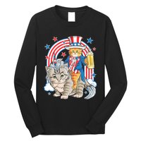 Cat 4th Of July Caticorn Unicorn Meowica Long Sleeve Shirt