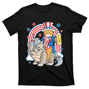 Cat 4th Of July Caticorn Unicorn Meowica T-Shirt