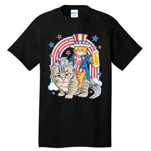 Cat 4th Of July Caticorn Unicorn Meowica Tall T-Shirt