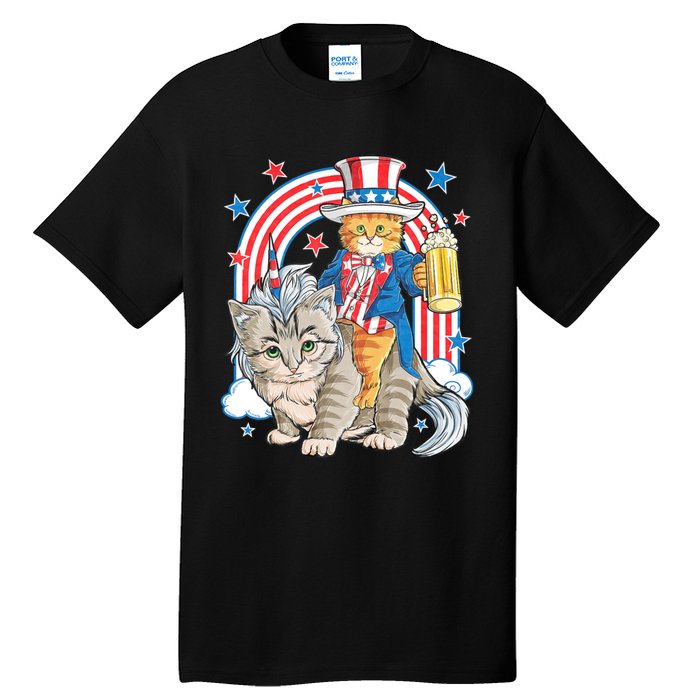 Cat 4th Of July Caticorn Unicorn Meowica Tall T-Shirt