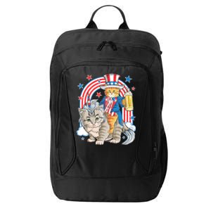 Cat 4th Of July Caticorn Unicorn Meowica City Backpack