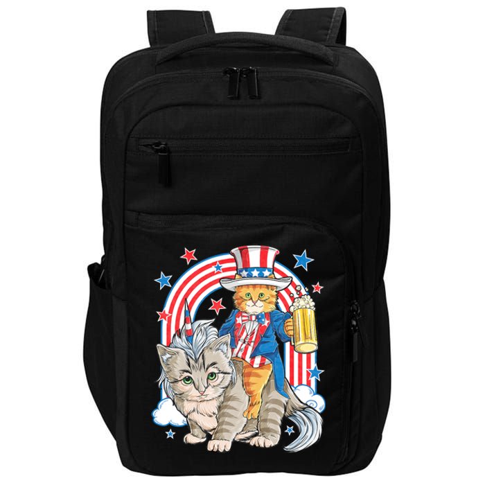 Cat 4th Of July Caticorn Unicorn Meowica Impact Tech Backpack