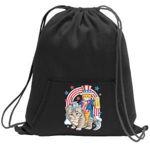 Cat 4th Of July Caticorn Unicorn Meowica Sweatshirt Cinch Pack Bag