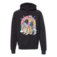 Cat 4th Of July Caticorn Unicorn Meowica Premium Hoodie