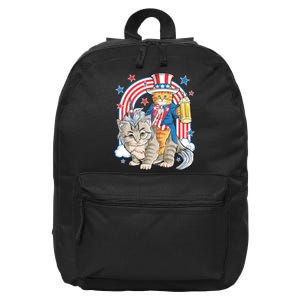 Cat 4th Of July Caticorn Unicorn Meowica 16 in Basic Backpack