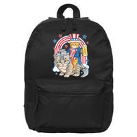 Cat 4th Of July Caticorn Unicorn Meowica 16 in Basic Backpack