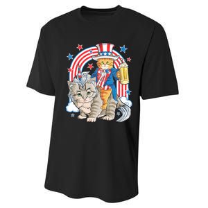 Cat 4th Of July Caticorn Unicorn Meowica Performance Sprint T-Shirt