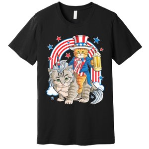 Cat 4th Of July Caticorn Unicorn Meowica Premium T-Shirt