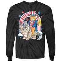 Cat 4th Of July Caticorn Unicorn Meowica Tie-Dye Long Sleeve Shirt