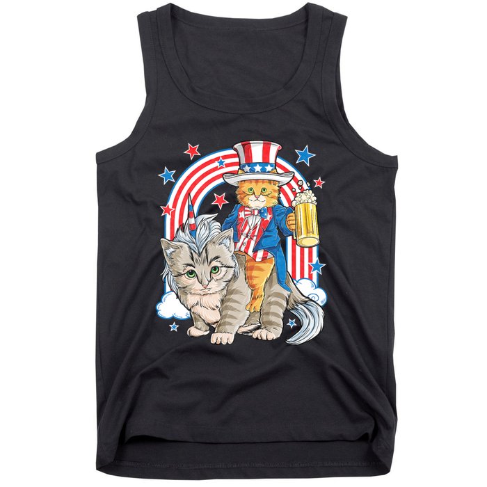 Cat 4th Of July Caticorn Unicorn Meowica Tank Top