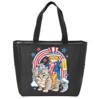 Cat 4th Of July Caticorn Unicorn Meowica Zip Tote Bag