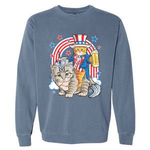 Cat 4th Of July Caticorn Unicorn Meowica Garment-Dyed Sweatshirt