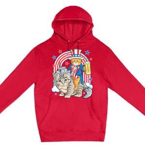 Cat 4th Of July Caticorn Unicorn Meowica Premium Pullover Hoodie