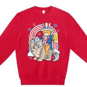 Cat 4th Of July Caticorn Unicorn Meowica Premium Crewneck Sweatshirt