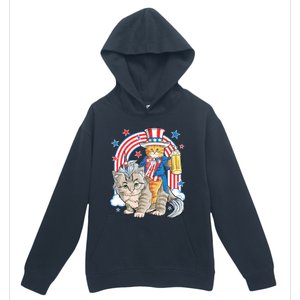 Cat 4th Of July Caticorn Unicorn Meowica Urban Pullover Hoodie