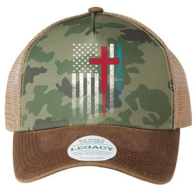 Cross 4th Of July American Flag Usa America Patriotic Funny Gift Legacy Tie Dye Trucker Hat