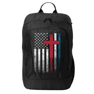 Cross 4th Of July American Flag Usa America Patriotic Funny Gift City Backpack