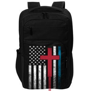 Cross 4th Of July American Flag Usa America Patriotic Funny Gift Impact Tech Backpack