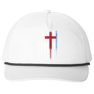 Cross 4th Of July American Flag Usa America Patriotic Funny Gift Snapback Five-Panel Rope Hat