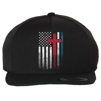 Cross 4th Of July American Flag Usa America Patriotic Funny Gift Wool Snapback Cap