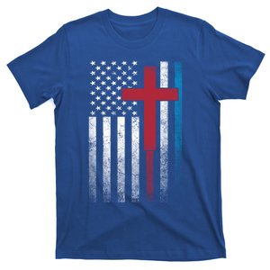 Cross 4th Of July American Flag Usa America Patriotic Funny Gift T-Shirt