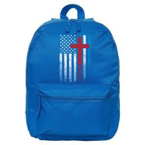 Cross 4th Of July American Flag Usa America Patriotic Funny Gift 16 in Basic Backpack