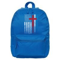 Cross 4th Of July American Flag Usa America Patriotic Funny Gift 16 in Basic Backpack