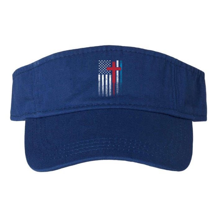 Cross 4th Of July American Flag Usa America Patriotic Funny Gift Valucap Bio-Washed Visor