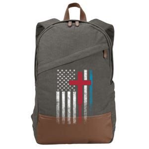 Cross 4th Of July American Flag Usa America Patriotic Funny Gift Cotton Canvas Backpack