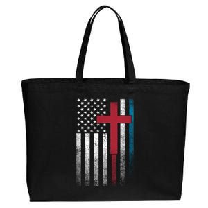 Cross 4th Of July American Flag Usa America Patriotic Funny Gift Cotton Canvas Jumbo Tote