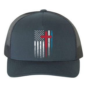 Cross 4th Of July American Flag Usa America Patriotic Funny Gift Yupoong Adult 5-Panel Trucker Hat