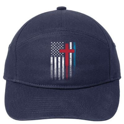 Cross 4th Of July American Flag Usa America Patriotic Funny Gift 7-Panel Snapback Hat