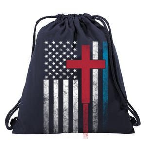 Cross 4th Of July American Flag Usa America Patriotic Funny Gift Drawstring Bag