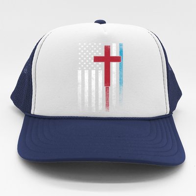 Cross 4th Of July American Flag Usa America Patriotic Funny Gift Trucker Hat