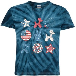 Cute 4th Of July Smiley Peace Freedom Independence Day Kids Tie-Dye T-Shirt