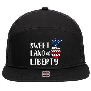 Cute 4th Of July Gift Sweet Land Of Liberty Gift 7 Panel Mesh Trucker Snapback Hat