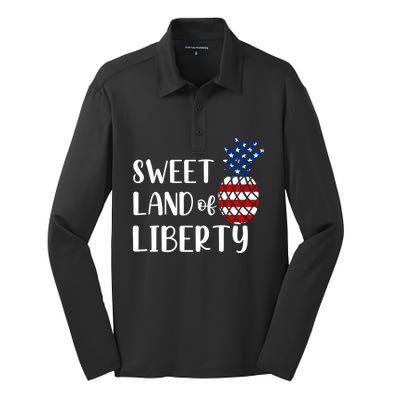 Cute 4th Of July Gift Sweet Land Of Liberty Gift Silk Touch Performance Long Sleeve Polo