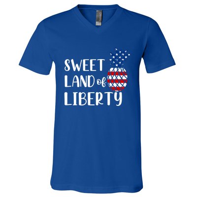 Cute 4th Of July Gift Sweet Land Of Liberty Gift V-Neck T-Shirt