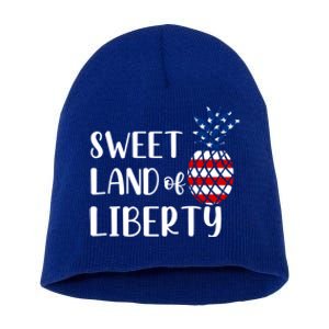 Cute 4th Of July Gift Sweet Land Of Liberty Gift Short Acrylic Beanie