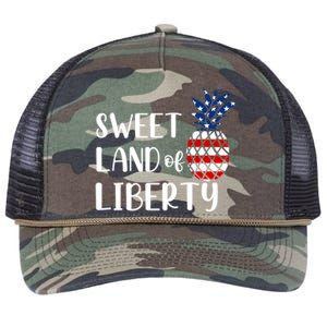 Cute 4th Of July Gift Sweet Land Of Liberty Gift Retro Rope Trucker Hat Cap