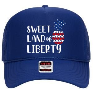 Cute 4th Of July Gift Sweet Land Of Liberty Gift High Crown Mesh Back Trucker Hat