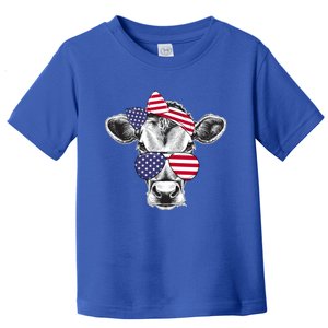 Cow 4th Of July Moorica Cow Bandana American Flag Gift Toddler T-Shirt