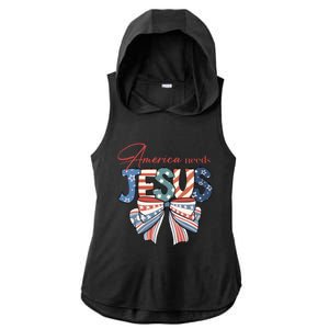 Coquette 4th Of July Christian Quotes Ladies PosiCharge Tri-Blend Wicking Draft Hoodie Tank