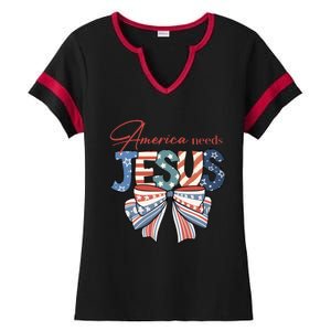 Coquette 4th Of July Christian Quotes Ladies Halftime Notch Neck Tee